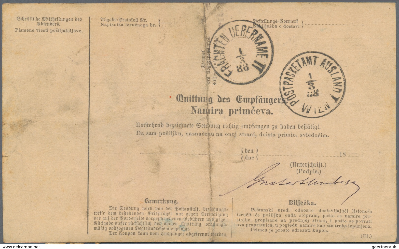 Österreich - Ganzsachen: 1885, Gebrauchte Postbegleitadresse Mit 5 Kr. Gebührenmarke Schwarz Auf Ros - Sonstige & Ohne Zuordnung