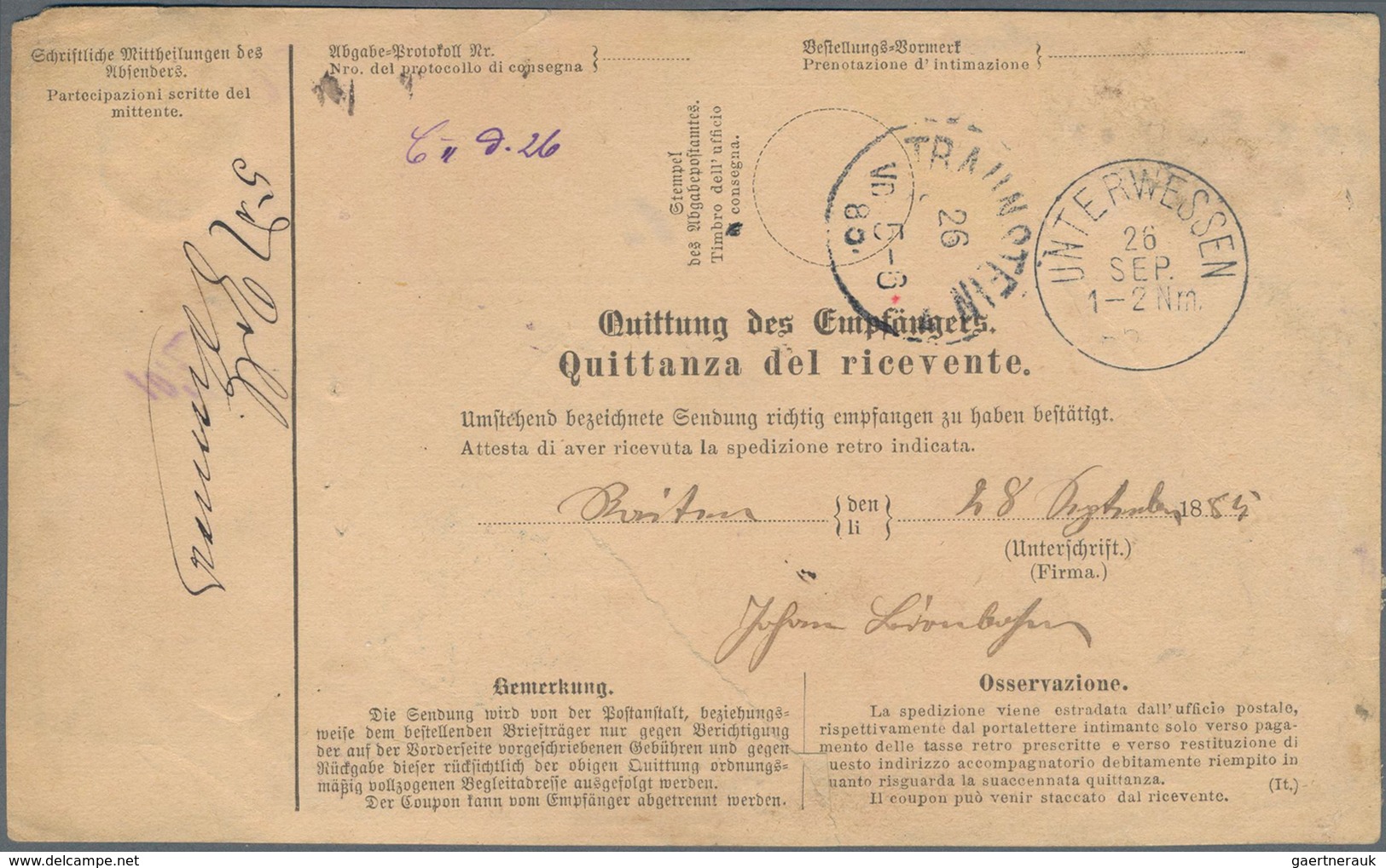 Österreich - Ganzsachen: 1885 Commercially Used Postal Stationery Parcelcard In Two Languages (Germa - Sonstige & Ohne Zuordnung