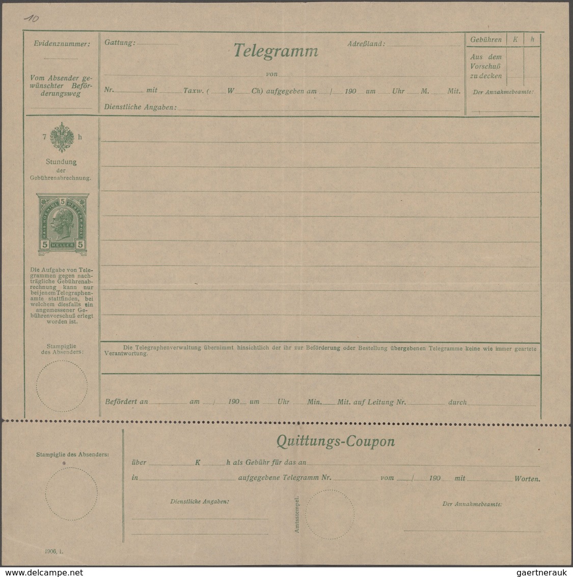 Österreich - Ganzsachen: 1900/06, Drei Ungebrauchte Telegrammblätter Jeweils Mit 5 Heller Dunkelgrün - Otros & Sin Clasificación