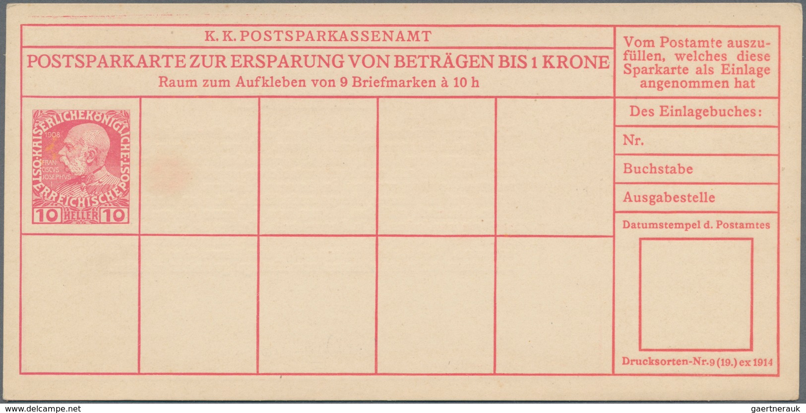 Österreich - Ganzsachen: 1908, Zwei Ungebrauchte Postsparkarten Mit Jeweils 10 Heller Kaiser Franz J - Other & Unclassified