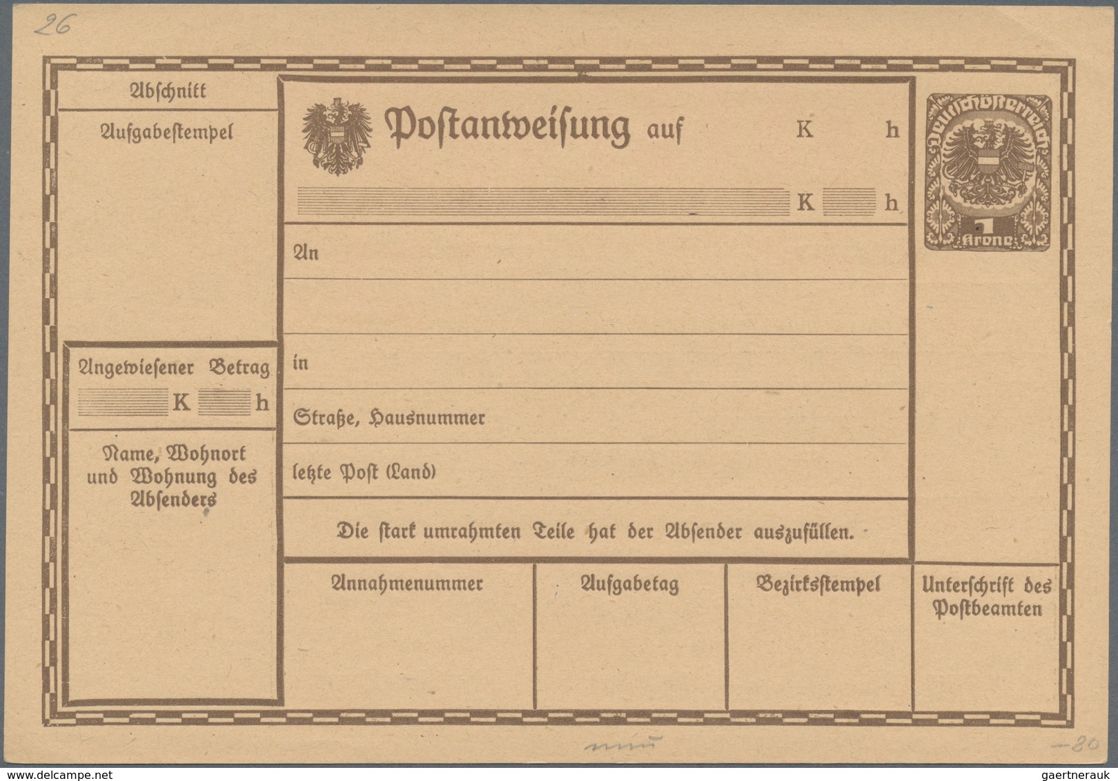 Österreich - Ganzsachen: 1919/20, Zwei Ungebrauchte Postanweisungen Und Eine Ungebrauchte Bedeckungs - Sonstige & Ohne Zuordnung