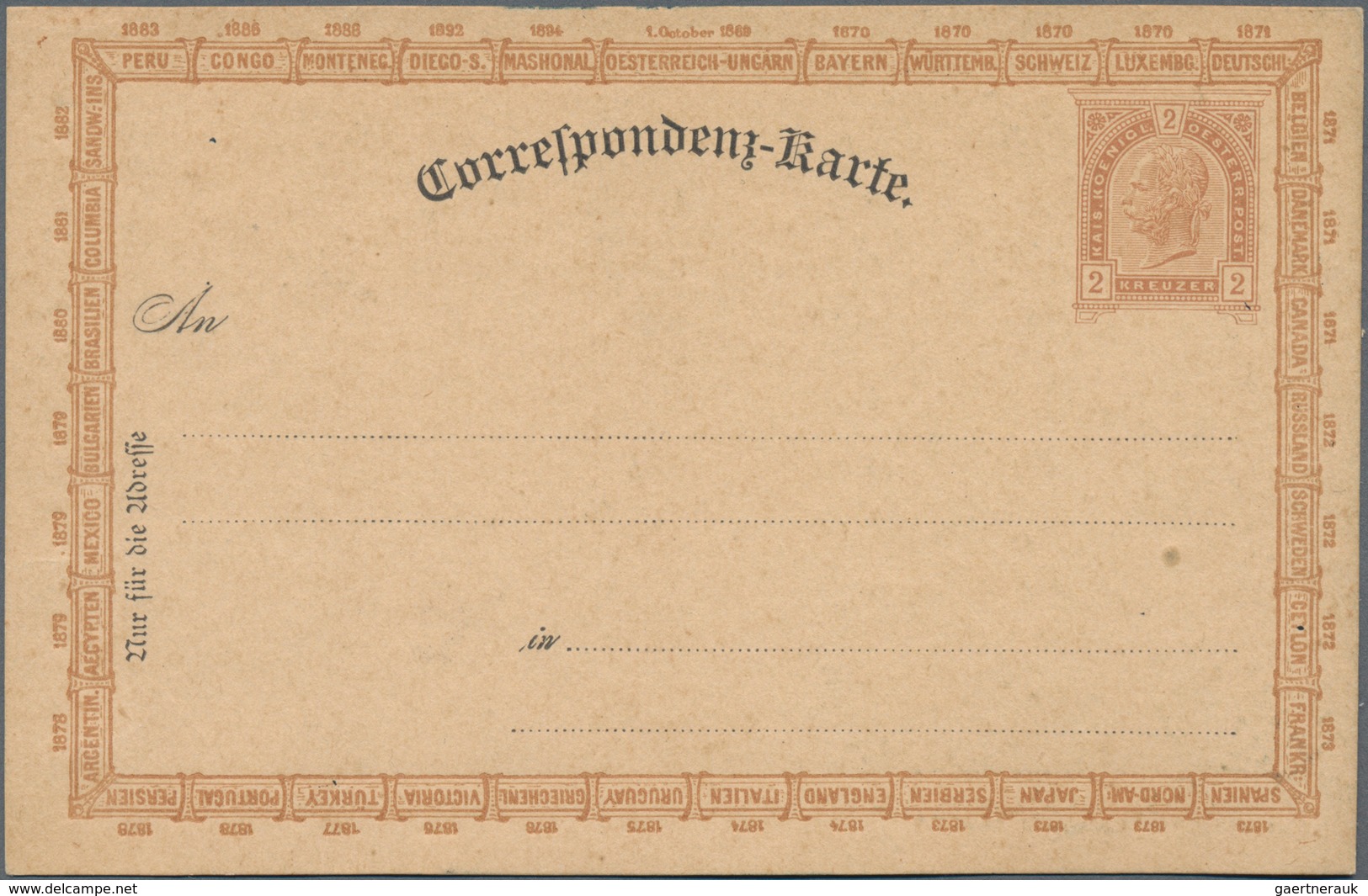 Österreich - Privatganzsachen: 1894. Jubiläums-Postkarte 2 Kr "Zur Erinnerung An Die Vor 25 Jahren V - Other & Unclassified