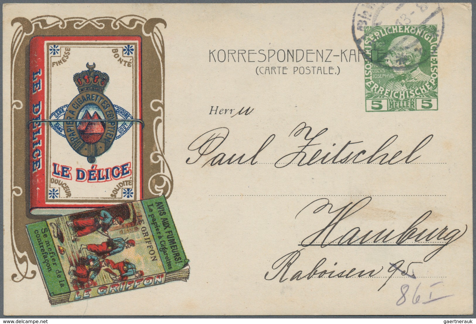Österreich - Privatganzsachen: 1913 (29.1.), Korrespondenz-Karte Franz Joseph 5 H. Grün Mit Vs. Farb - Sonstige & Ohne Zuordnung