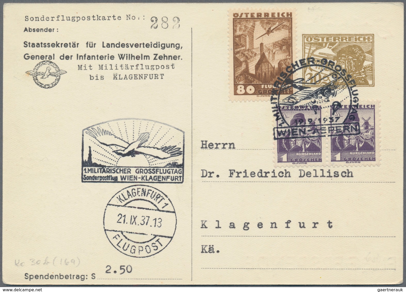 Österreich - Privatganzsachen: 1937, "VOLKSSPENDE Für Die Armee" 30g Ganzsachenkarte Mit Zusatzfrank - Sonstige & Ohne Zuordnung