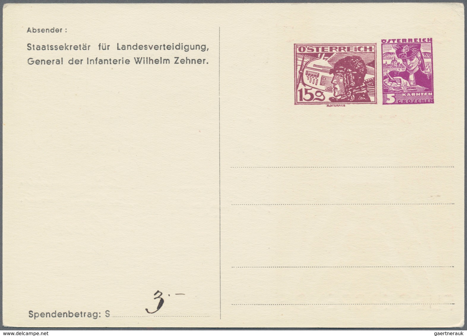 Österreich - Privatganzsachen: 1937, "VOLKSSPENDE Für Die Armee" 2 Verschiede Privatganzsachen-Karte - Other & Unclassified