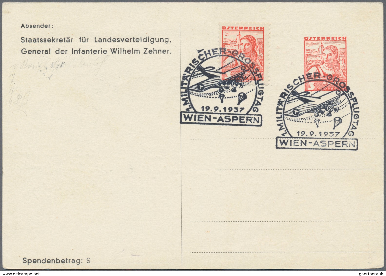 Österreich - Privatganzsachen: 1937, "VOLKSSPENDE Für Die Armee" 2 Verschiede Privatganzsachen-Karte - Sonstige & Ohne Zuordnung