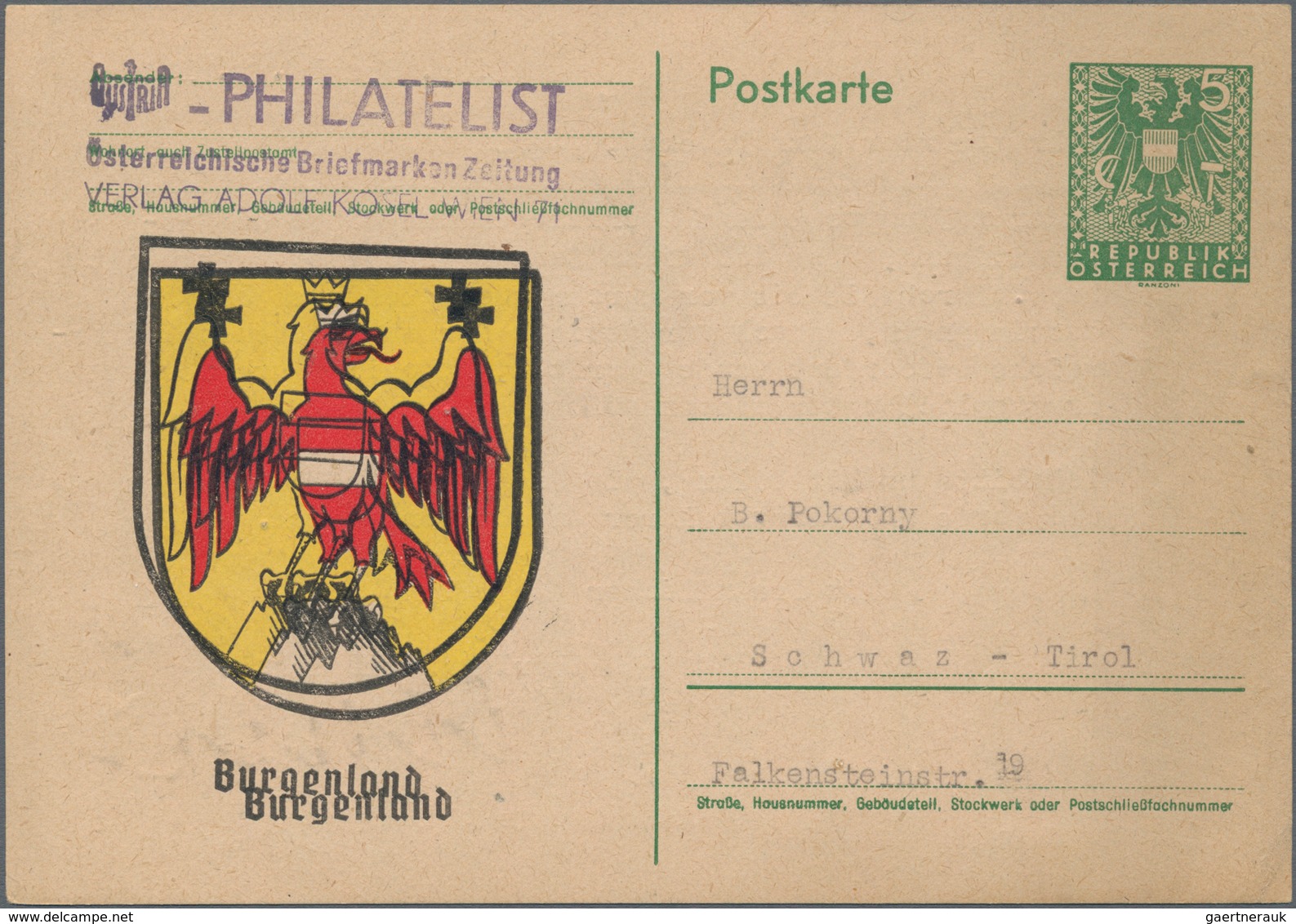 Österreich - Privatganzsachen: 1945, Ungebrauchte Ganzsachenkarte 5 Pfennig Grün Staatswappen Mit Pr - Other & Unclassified