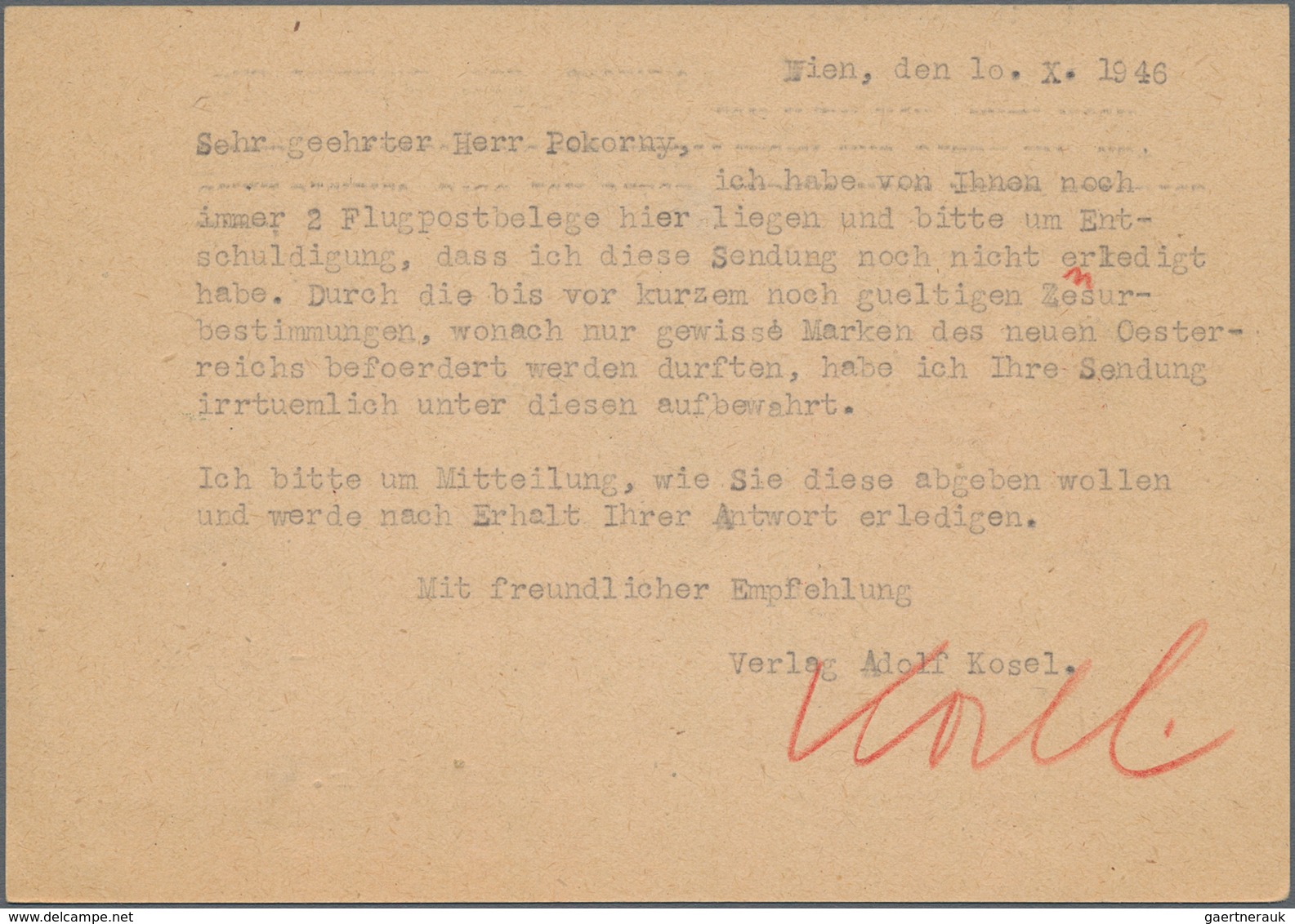 Österreich - Privatganzsachen: 1945, Ungebrauchte Ganzsachenkarte 5 Pfennig Grün Staatswappen Mit Pr - Other & Unclassified