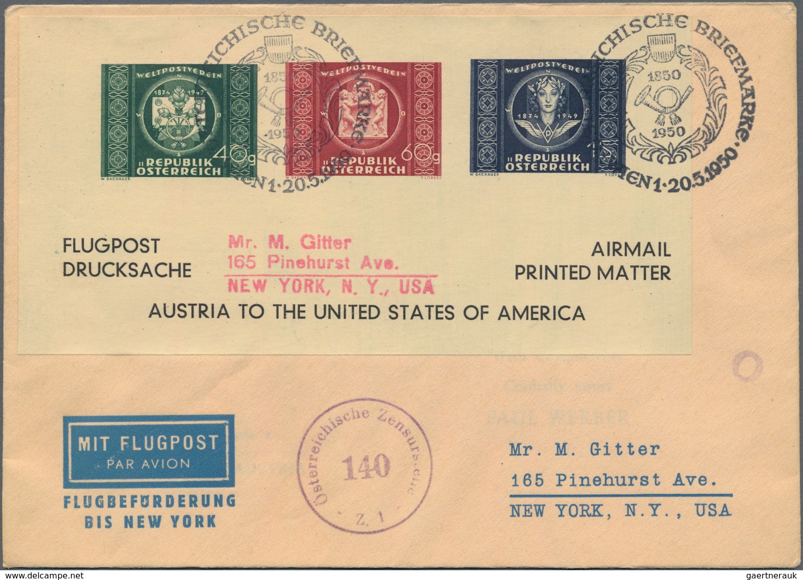 Österreich - Privatganzsachen: 1950, Flight Cover With Used Private Postal Stationery Air Mail Lette - Sonstige & Ohne Zuordnung