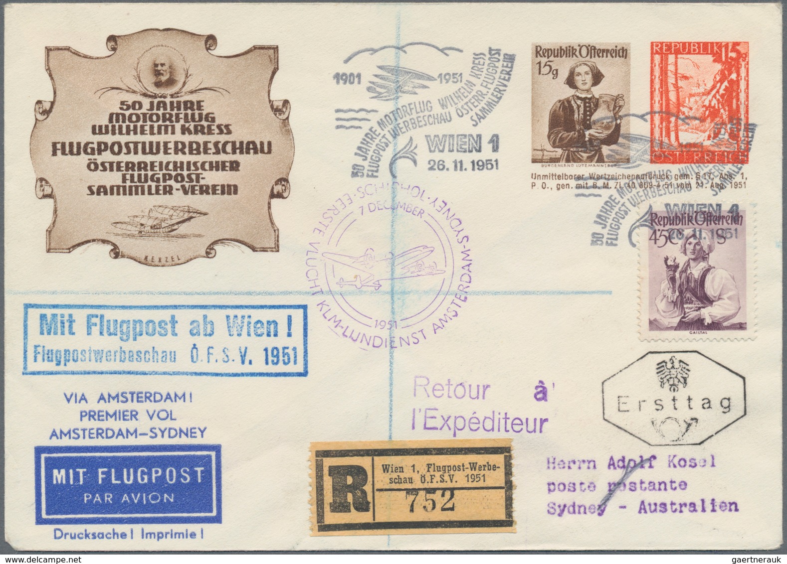Österreich - Privatganzsachen: 1951 (26.11.), Privat-GS-Umschlag Mit Zwei Wertstempeln 15 Gr. Tracht - Other & Unclassified