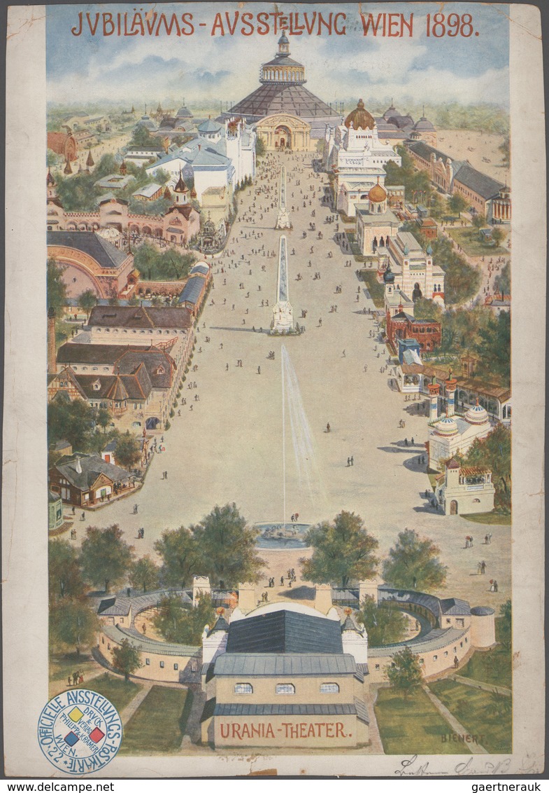 Österreich - Besonderheiten: 1898, Wien Jubiläumsausstellung, Riesen- Litho-Postkarte Im (leider Bes - Other & Unclassified