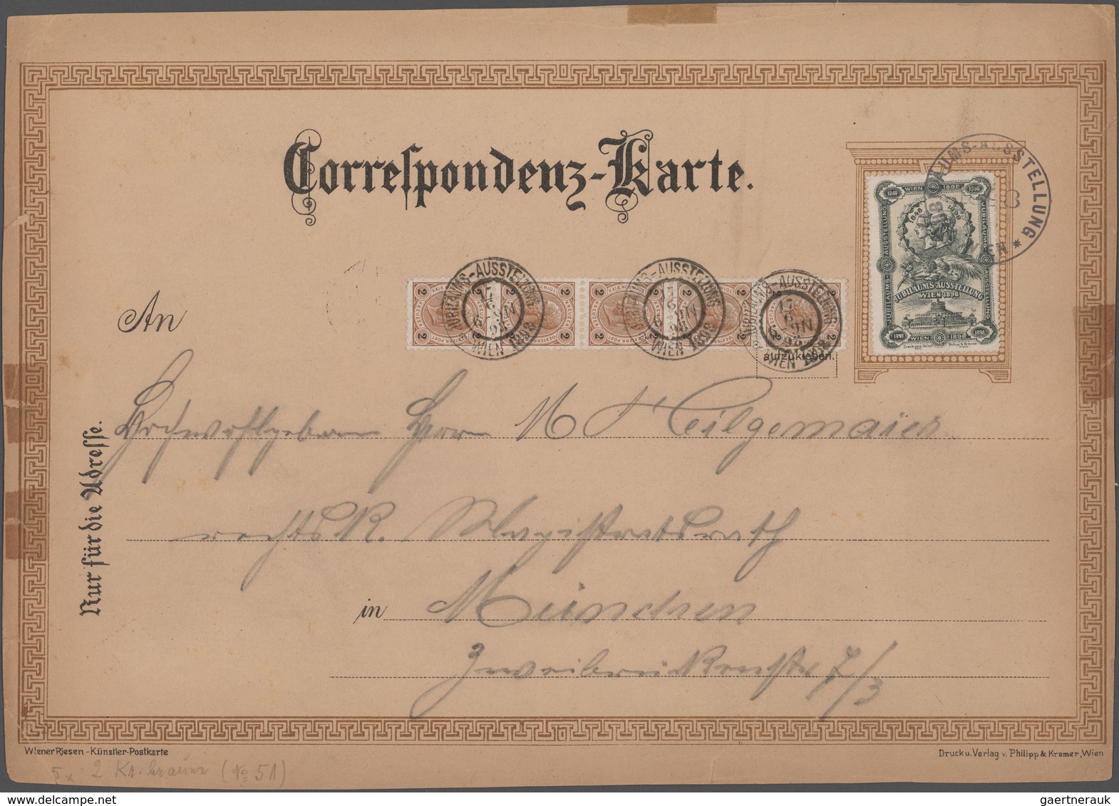 Österreich - Besonderheiten: 1898, Wien Jubiläumsausstellung, Riesen- Litho-Postkarte Im (leider Bes - Other & Unclassified