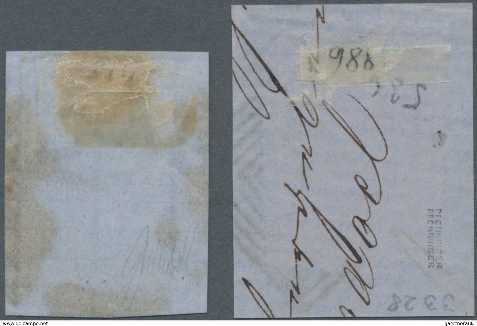 Polen: 1860 Two Singles Of 10k. Each Used On Piece, With 10k. Blue & Rose Tied By Warsaw Numeral "1" - Other & Unclassified