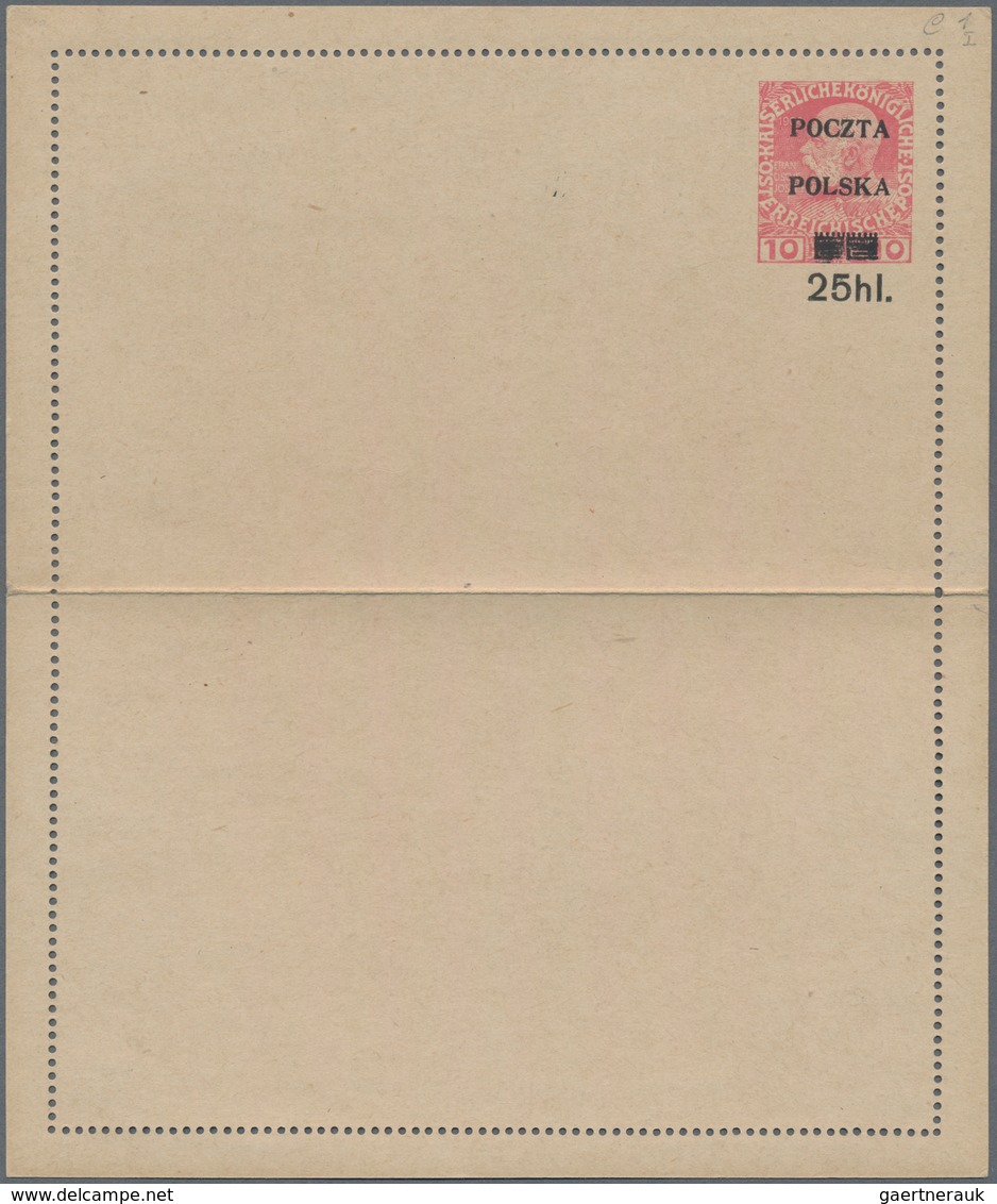 Polen - Ganzsachen: 1919, Letter Card 25hl. On 10h. Rose, Unused. - Stamped Stationery