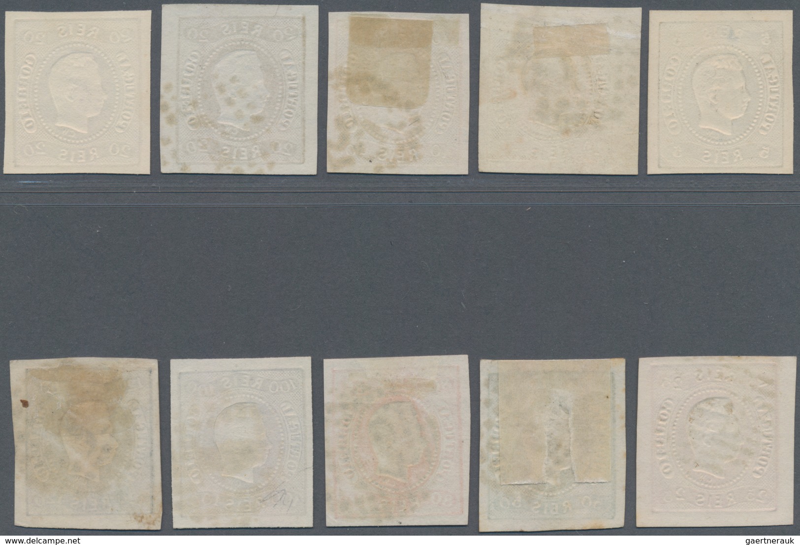 Portugal: 1866/1867, King Luis I. (curved Bands) Imperforate Complete Set Of Eight With Additional T - Other & Unclassified