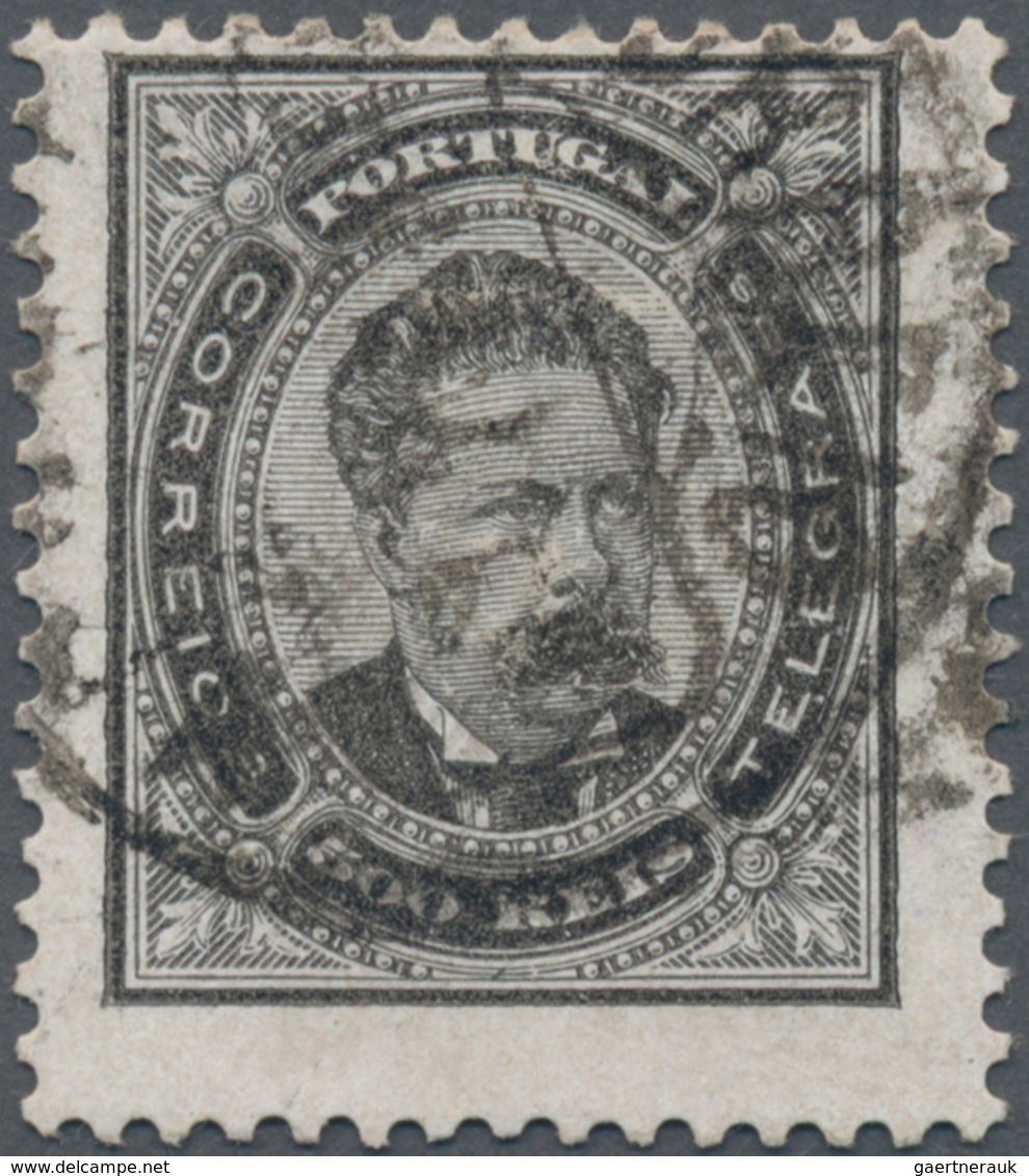 Portugal: 1884, King Luis I. 500r. Black Perf. 12½ Fine Used And Scarce, Mi. € 320,-- (Mundifil 64, - Other & Unclassified