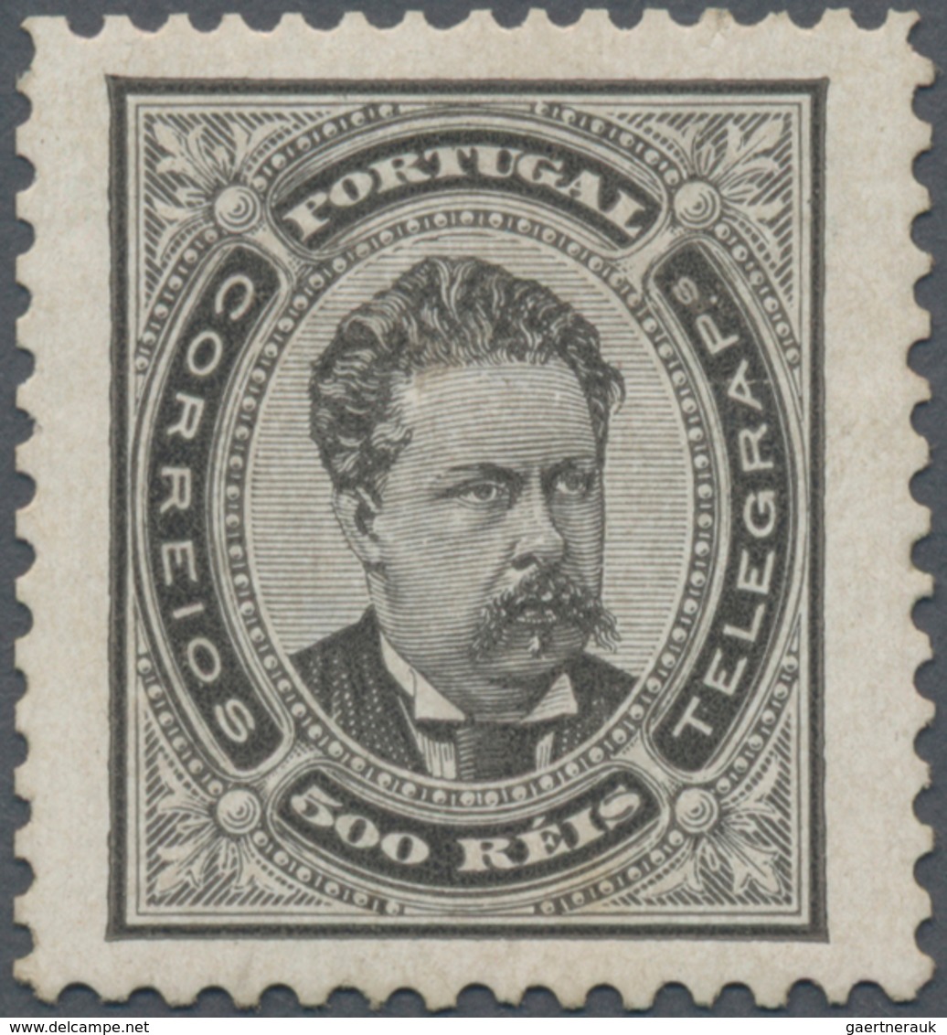 Portugal: 1884, King Luis I. 500r. Black Perf. 12½ Mint Heavy Hinged With Gum Faults And Reperforate - Other & Unclassified