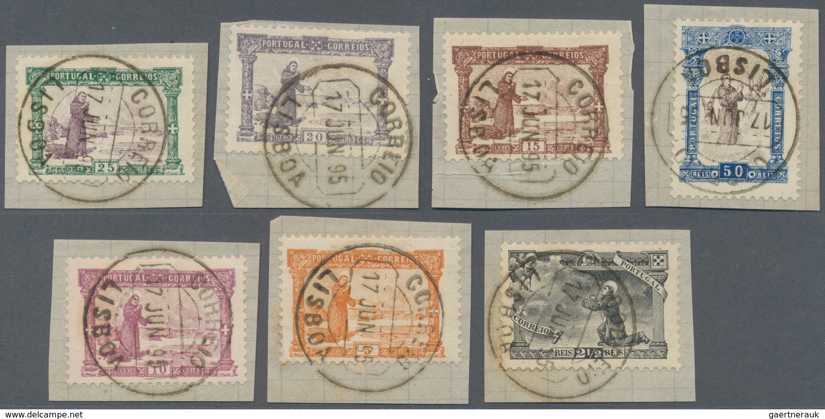 Portugal: 1895, 700th Birthday Of Antonius Of Padova, Complete Set On Piece, All Cancelled With "LIS - Otros & Sin Clasificación