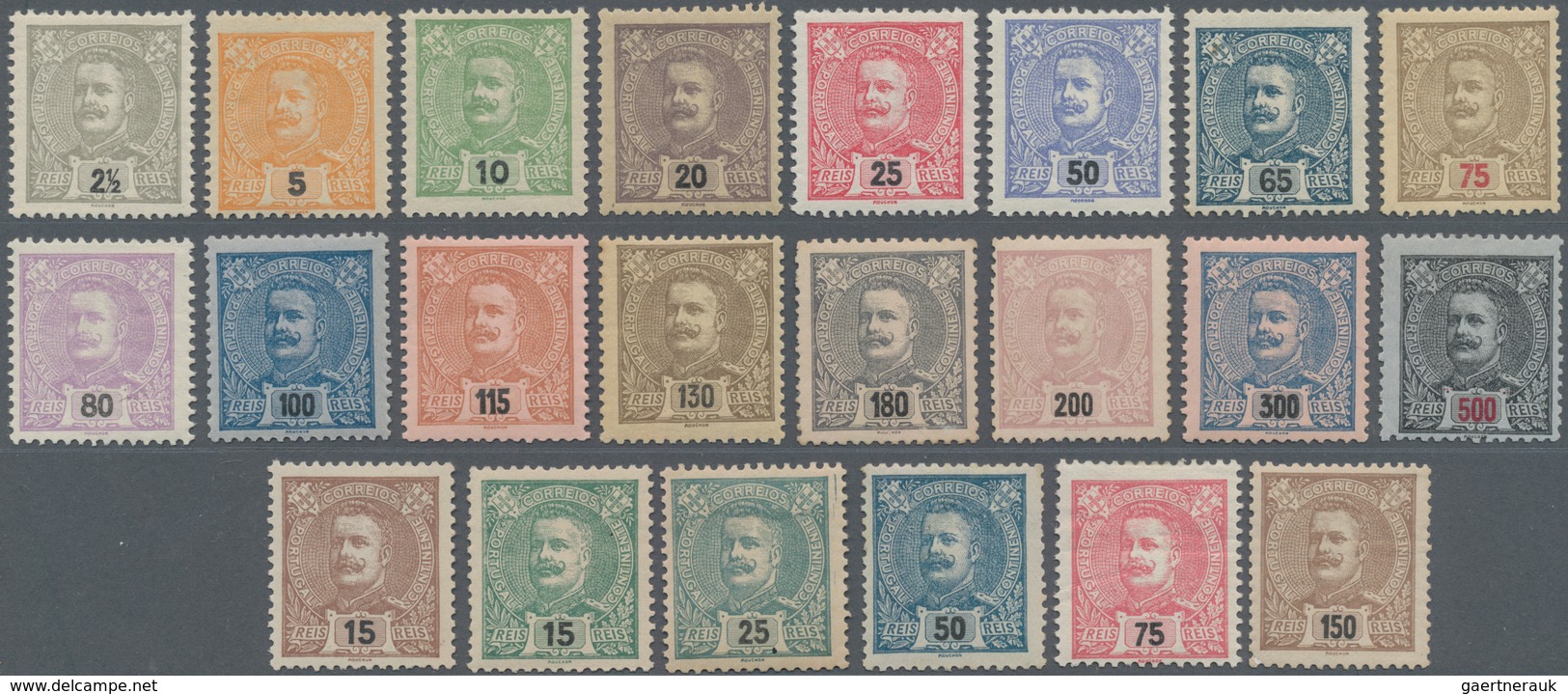 Portugal: 1895/1905, King Carlos I. Simplified Complete Set With 22 Values 2½r. To 500r., Mint Hinge - Sonstige & Ohne Zuordnung