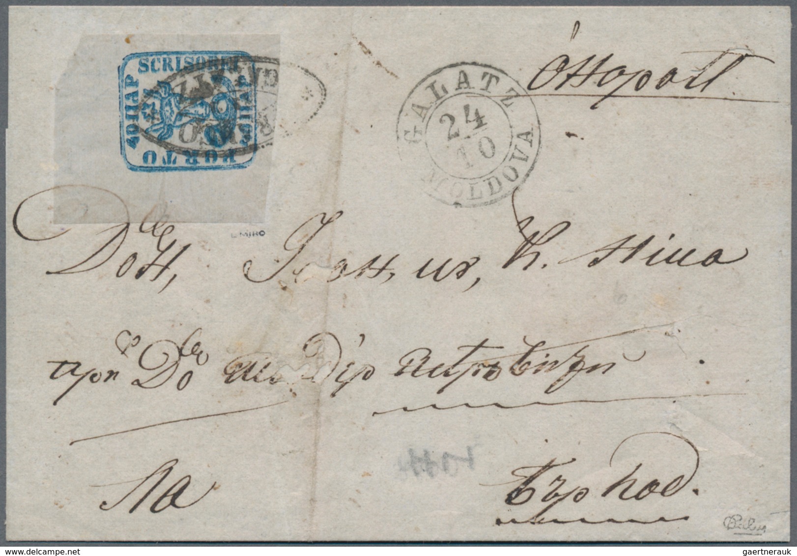 Rumänien: 1858, 40pa. Blue, Fresh Colour And Huge Margins From The Upper Left Corner Of The Sheet, S - Briefe U. Dokumente