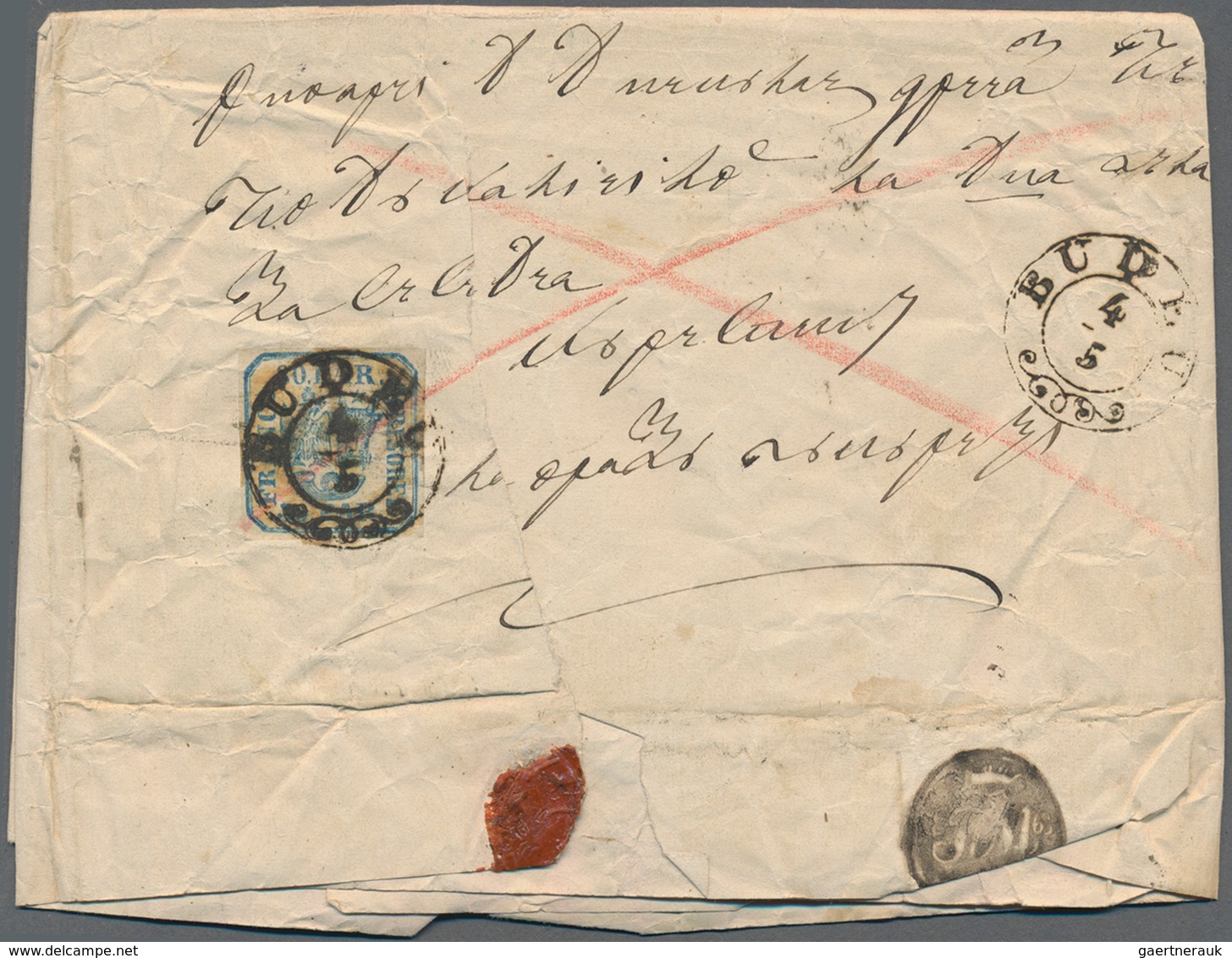 Rumänien: 1862, Single Manual-printed 30 Parale Blue On (double Used) Folded Letter Sent With Double - Briefe U. Dokumente