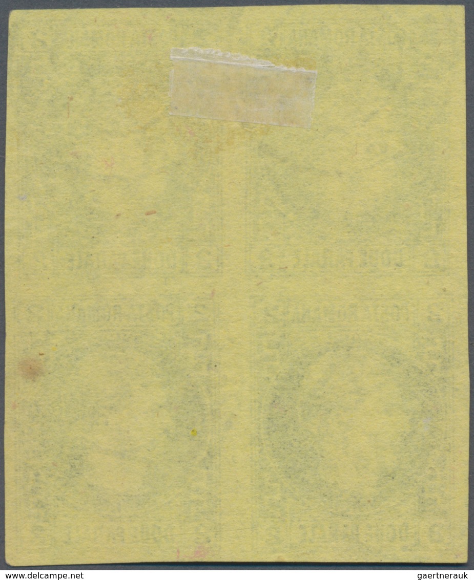 Rumänien: 1867 'Prince Carol' 2p Black On Yellow, Imperf, Thin Paper, BLOCK OF FOUR Of Types 6/4 (to - Brieven En Documenten
