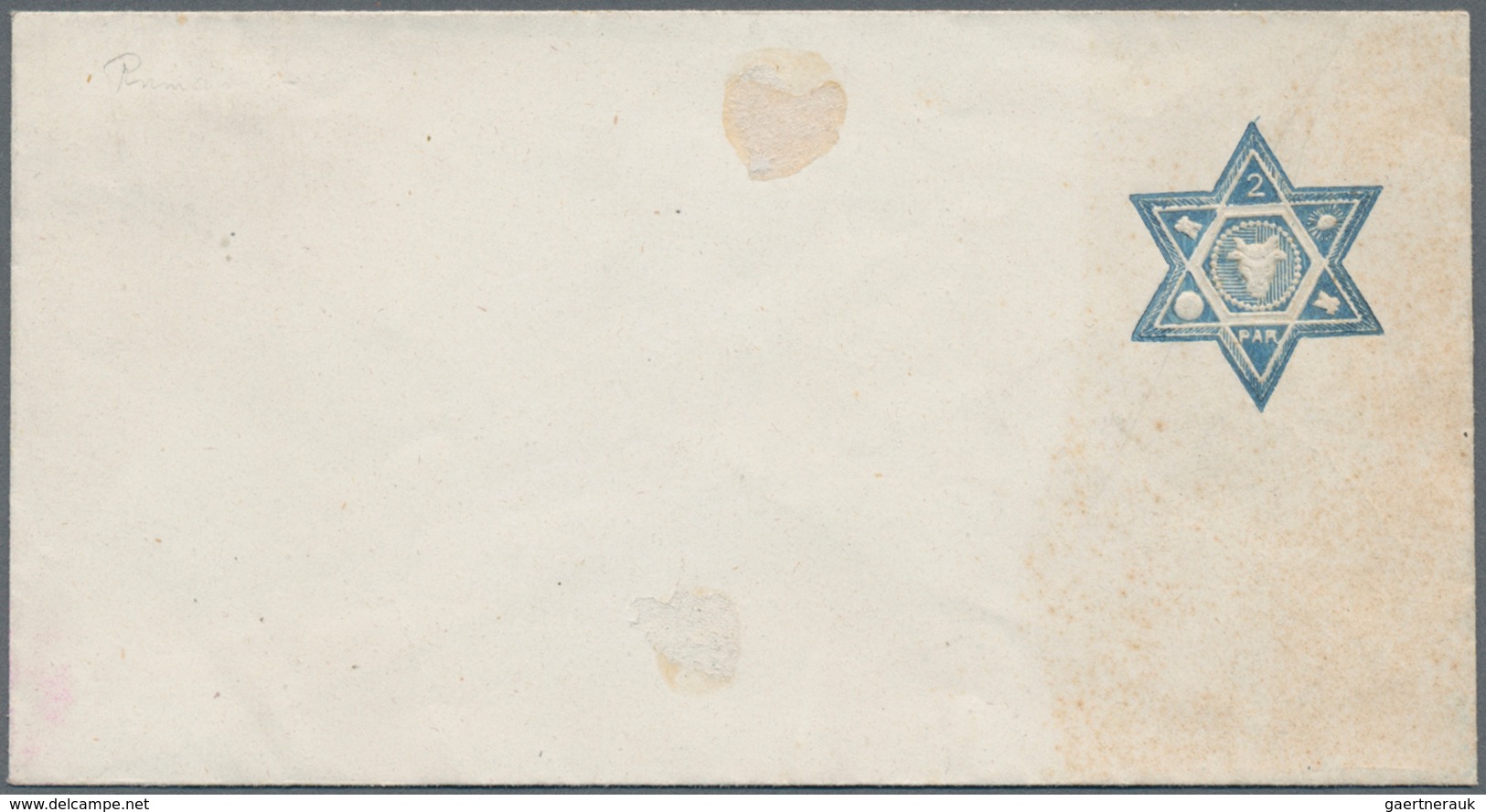 Rumänien - Ganzsachen: 1865, Prestamped Envelope ESSAY With A Star-shaped (hexagram) Embossed Imprin - Ganzsachen