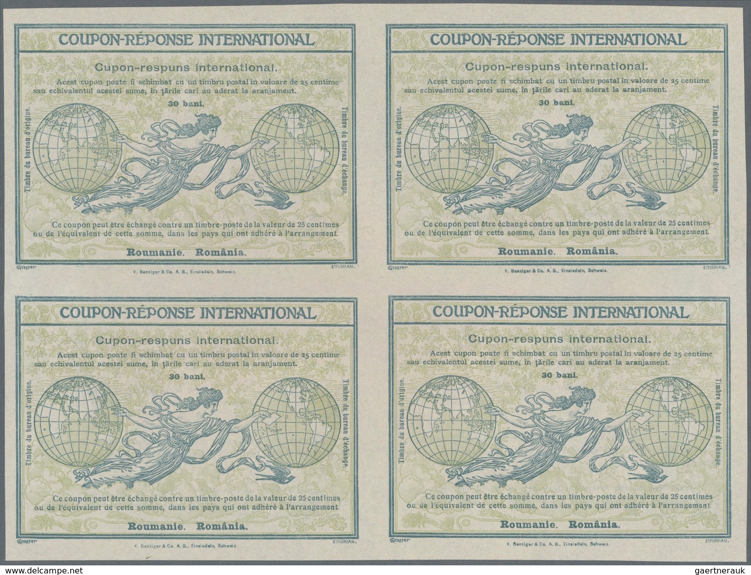 Rumänien - Ganzsachen: 1906: International Reply Coupon 30b. In BLOCK OF FOUR, Fine Unused. (Ex. Kin - Ganzsachen