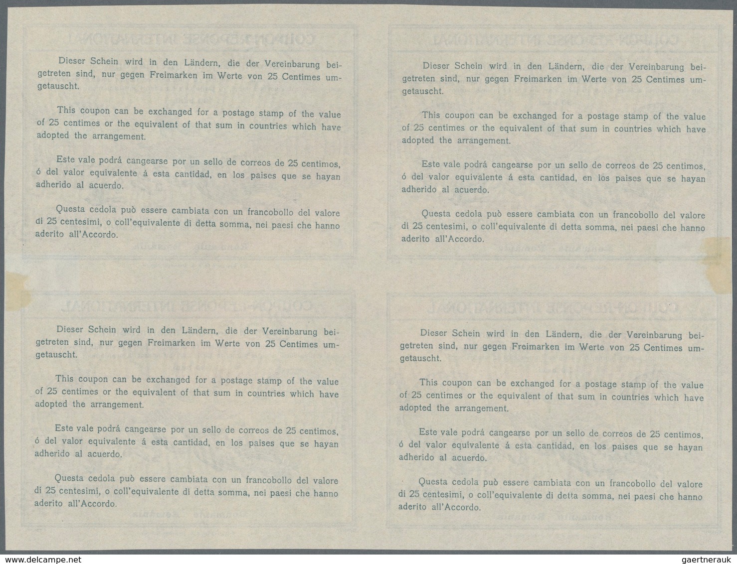 Rumänien - Ganzsachen: 1906: International Reply Coupon 30b. In BLOCK OF FOUR, Fine Unused. (Ex. Kin - Postal Stationery