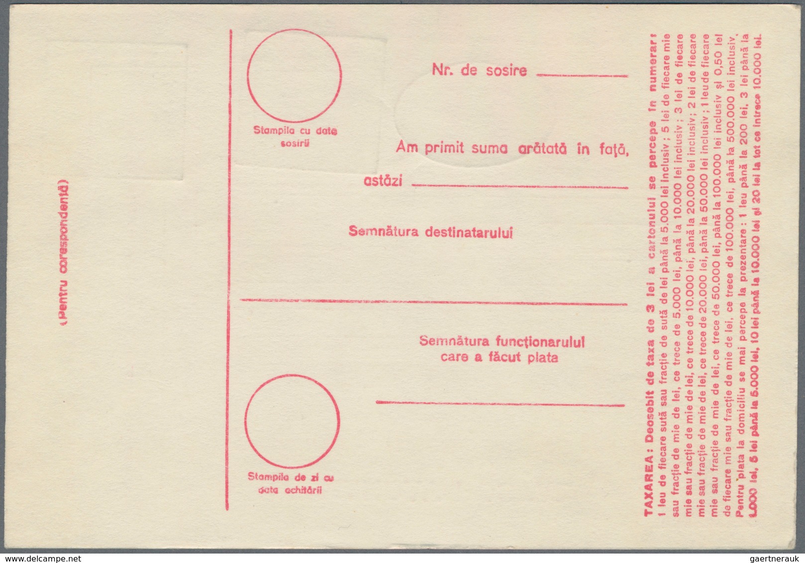 Rumänien - Ganzsachen: 1942, "10.000 Lei" Money Order 4l. Rose Used With "OFICIUL POSTAL MILITAR 18. - Ganzsachen