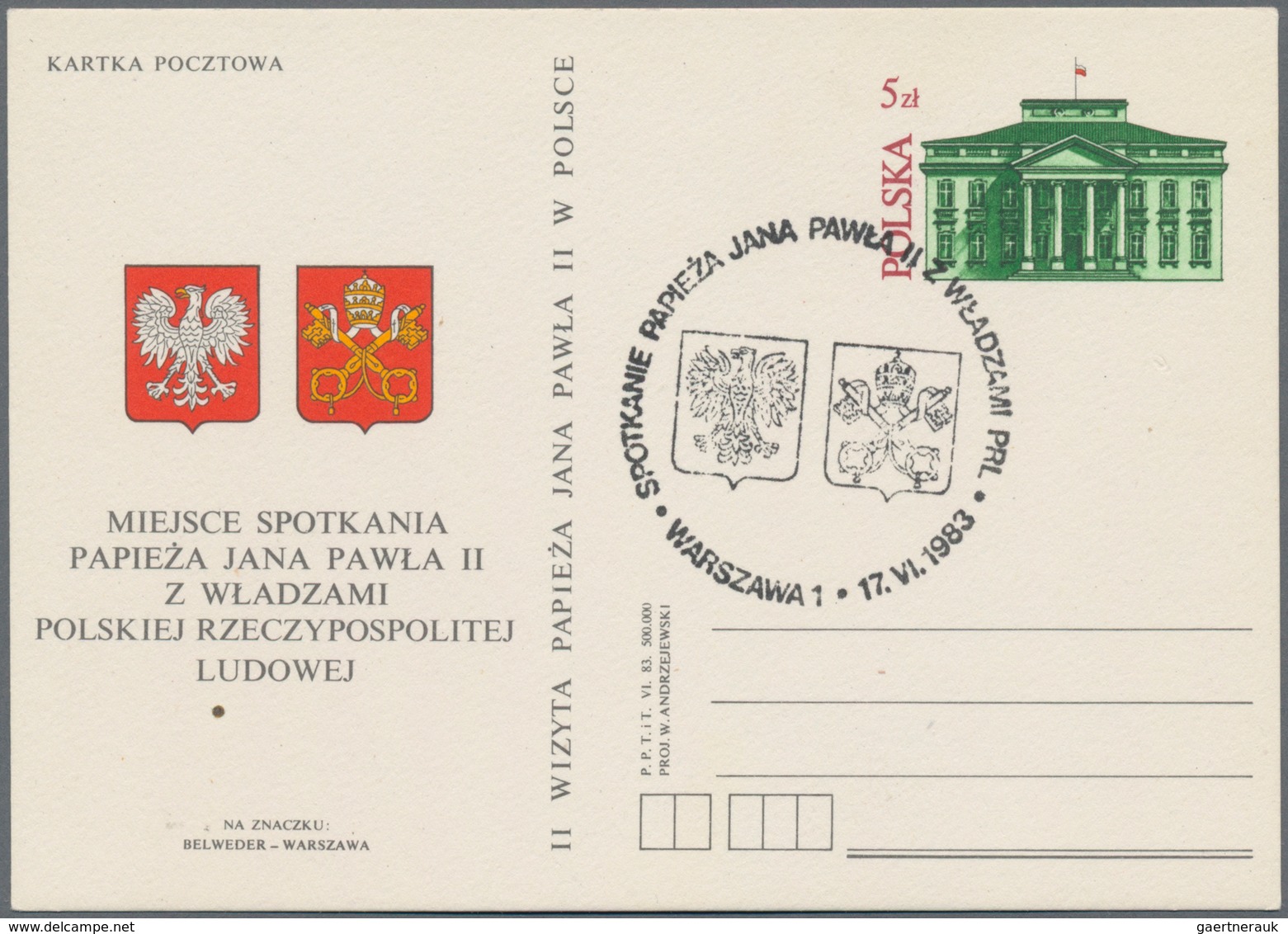 Rumänien - Ganzsachen: 1983, 2nd Visit Of Pope John Paul II., Stationery Card 5zl. Red/green With Im - Postal Stationery