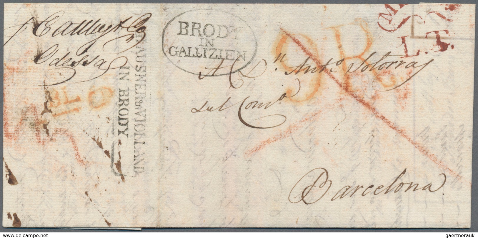 Russland - Vorphilatelie: 1819. Odessa To Barcelona (Spain). Empty Letter Forwarded Via Brody (Austr - ...-1857 Prephilately