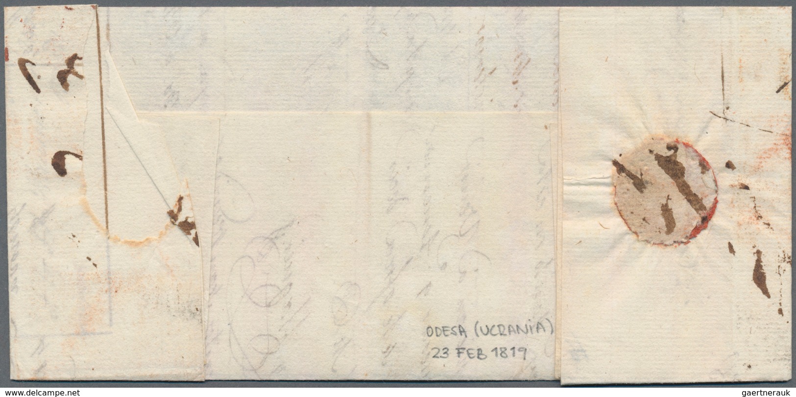 Russland - Vorphilatelie: 1819. Odessa To Barcelona (Spain). Empty Letter Forwarded Via Brody (Austr - ...-1857 Vorphilatelie