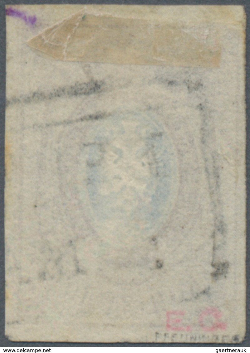 Russland: 1857 10k. Blue & Brown, Imperf, Used And Cancelled By Boxed "БЕР..." (probably BERDITCHEV) - Gebraucht