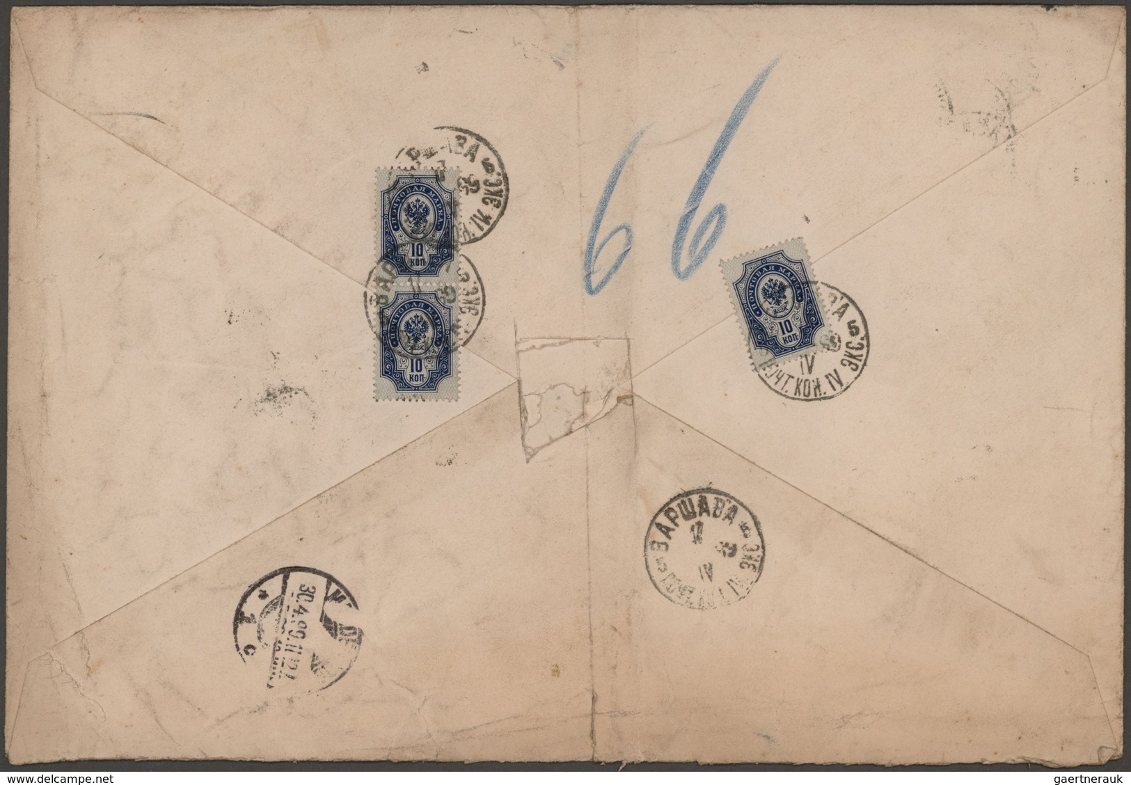 Russland: 1899, Registered Letter With Rare Registration Label Franked With 3x10 Kop. Blue Coat Of A - Gebraucht