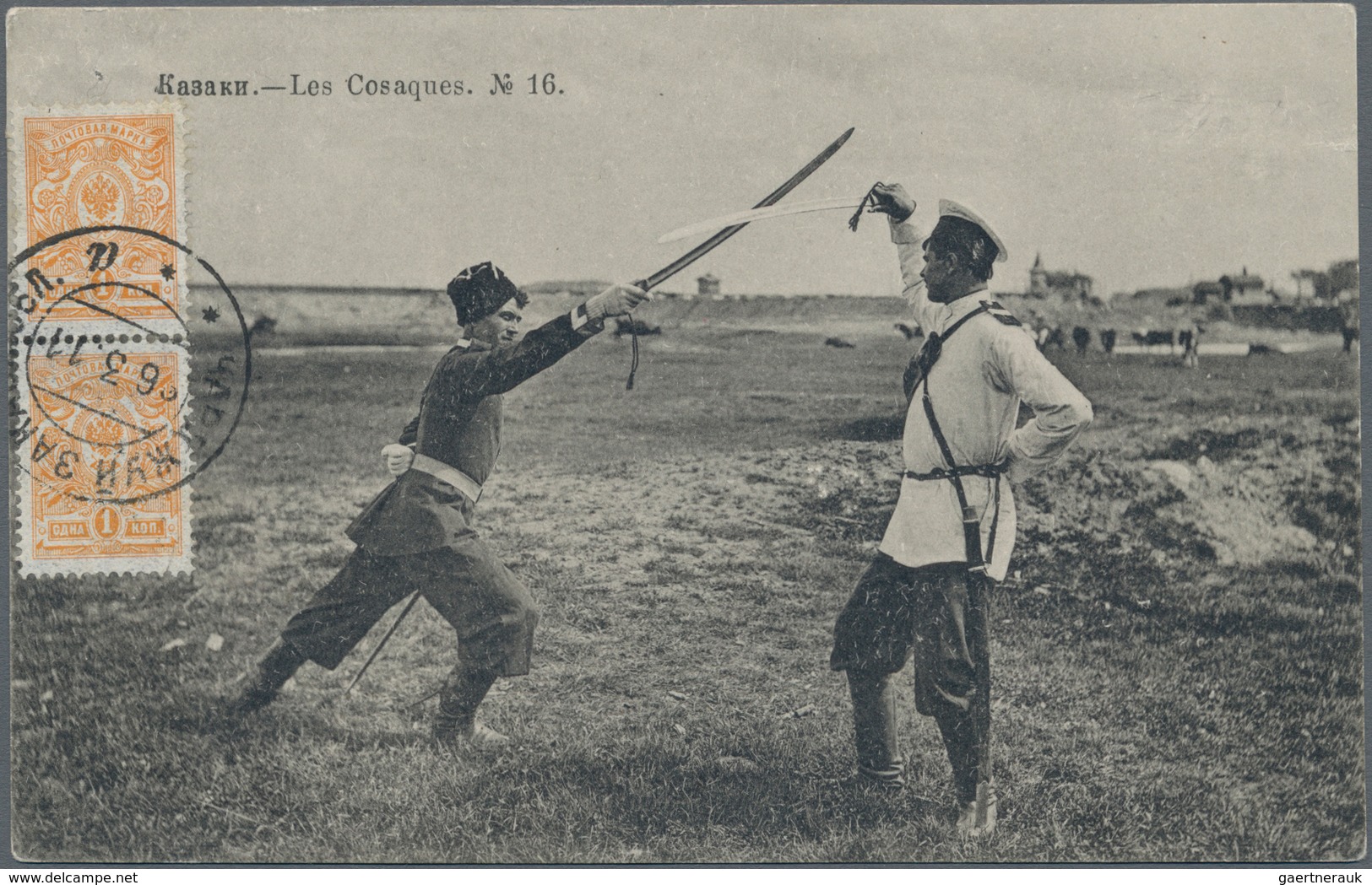 Russland: 1911, Picture Postcard With View Of Cossacks Franked With Two Stamps Of 1 Kop. Yellow And - Used Stamps