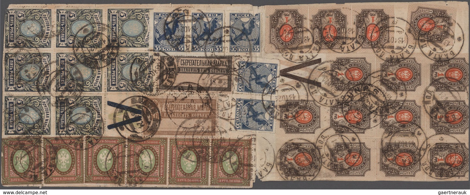 Russland: 1921 Registered Cover With Rare And Very Decorative Coloured Franking Of A Total Of 59 Sta - Gebraucht