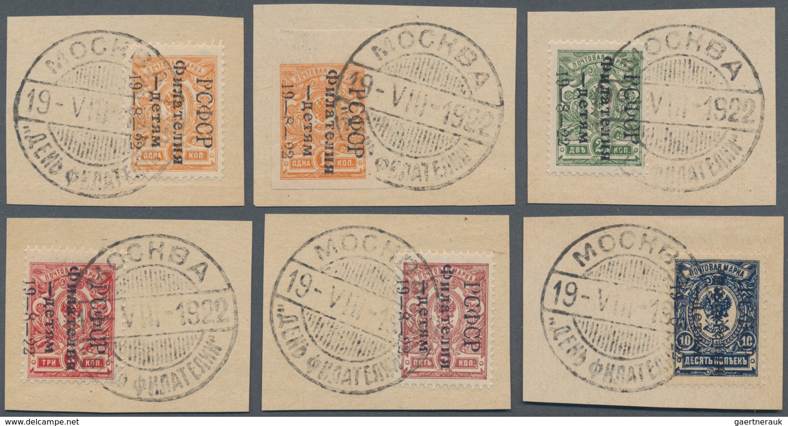 Russland: 1922 Complete Set Including 1k. Orange Perf And Imperf, Each Tied By Special Moscow '19.VI - Gebraucht