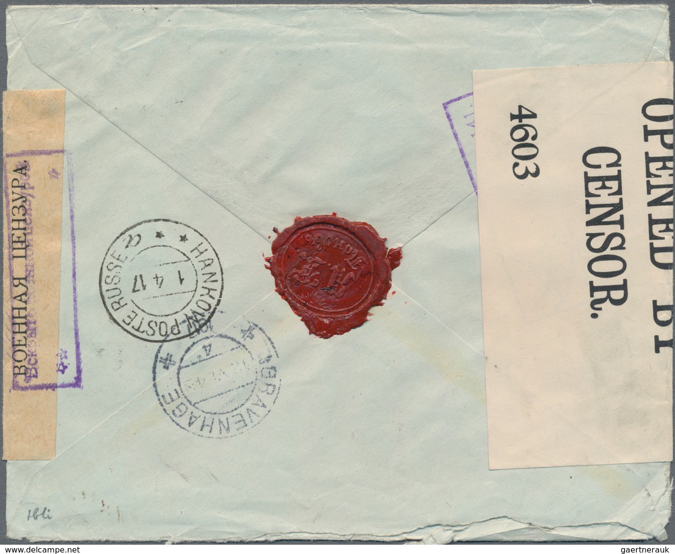 Russische Post In China: 1910, 10 K. Blue Horiz. Pair Tied "HANKOW POSTE RUSSE 31 3 17" To Registere - China