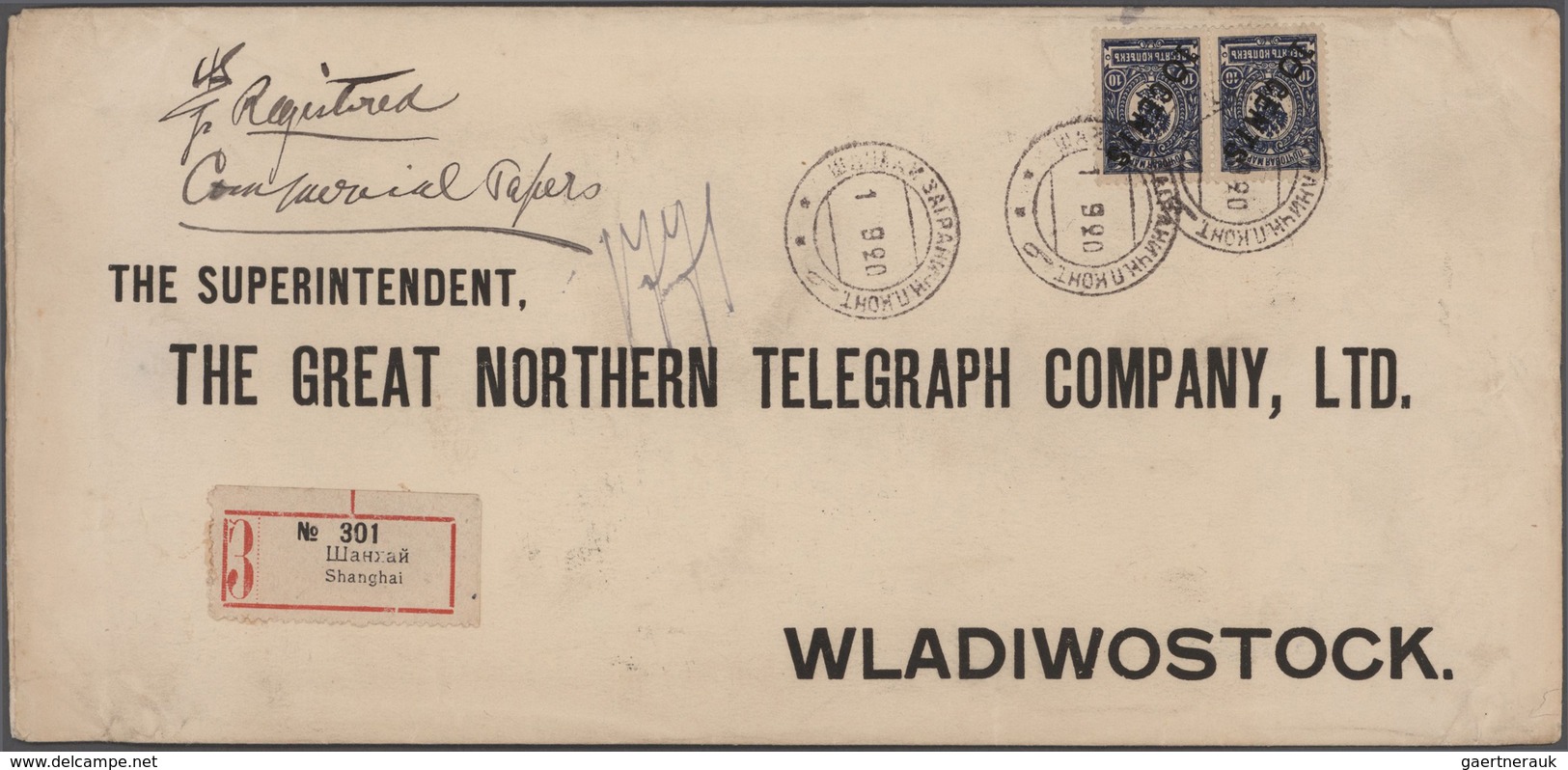 Russische Post In China: 1920, Commercial Preprinted Reply Cover "THE SUPERINTENDENT,/THE GREAT NORT - China