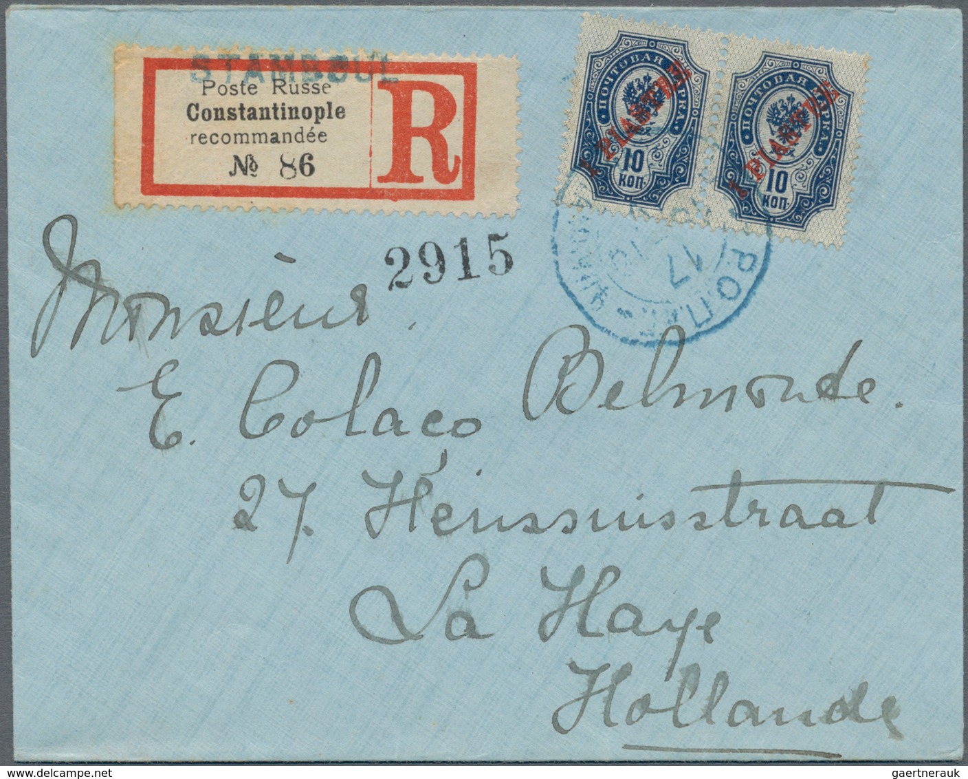 Russische Post In Der Levante - Staatspost: 1901, Registered Cover Franked With Horizontal Pair Of 1 - Levant
