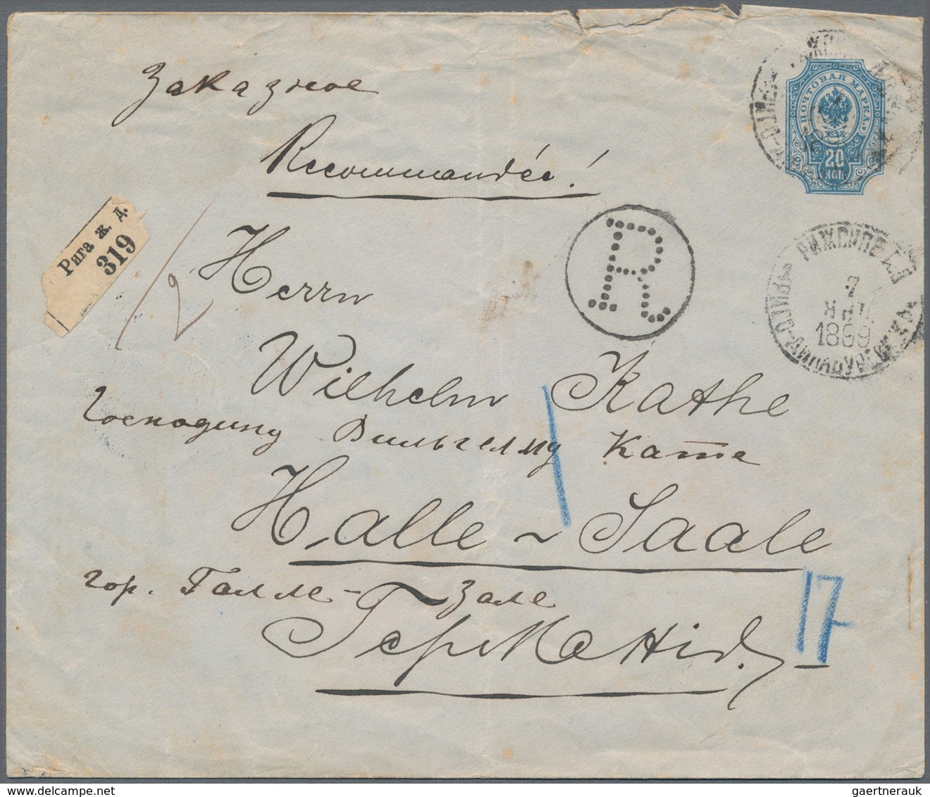 Russland - Besonderheiten: 1899 Postal Stationery Cover As Registered Mail From Riga (station Of The - Other & Unclassified