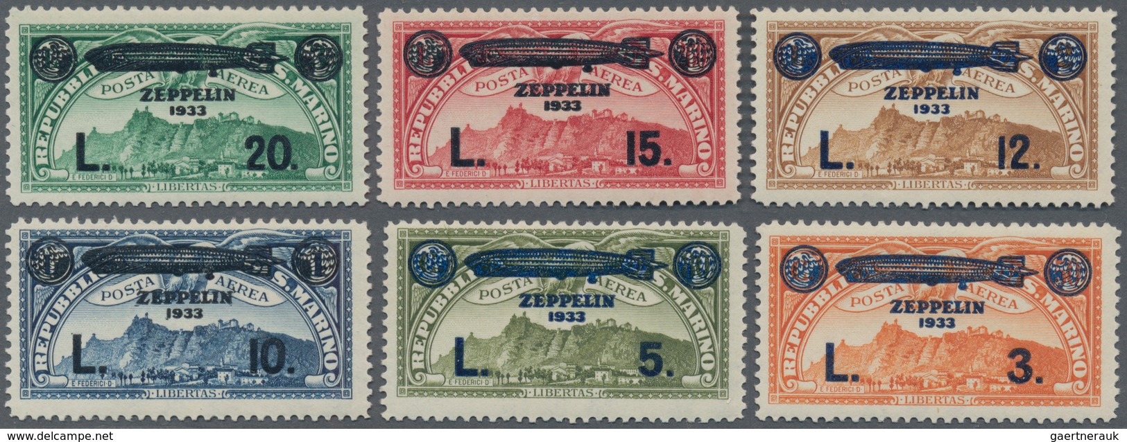 San Marino: 1933, Zeppelin, Sassone 11-16 Mint Never Hinged. Catalogue Value 600 € - Sonstige & Ohne Zuordnung