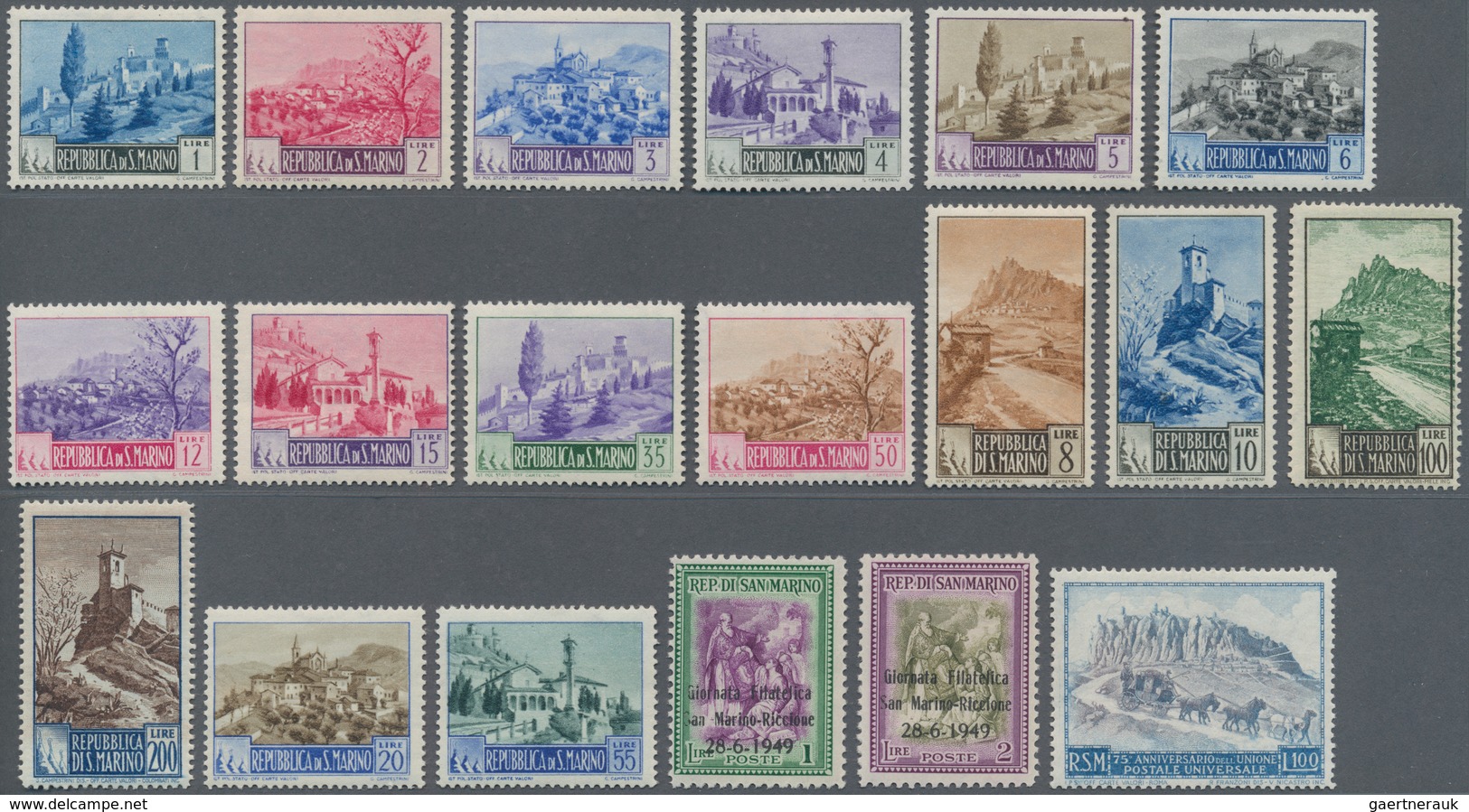 San Marino: 1949/1950, 44 Scarce Stamps Mint Never Hinged. Catalogue Value 1002 € - Sonstige & Ohne Zuordnung