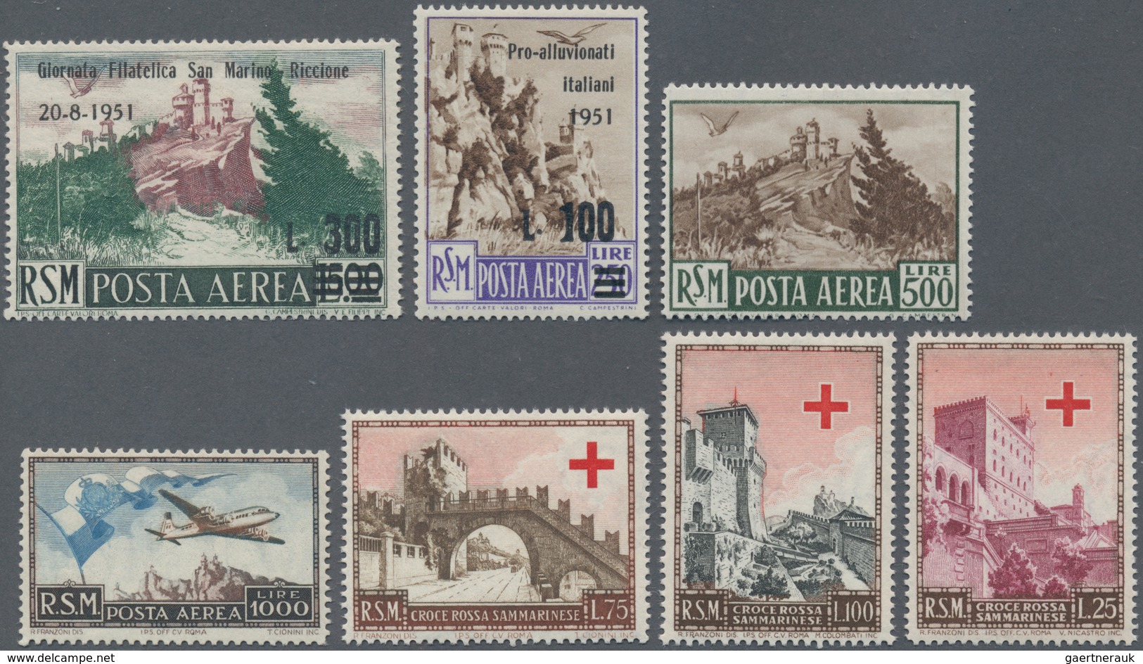 San Marino: 1951, Red Cross + Air Mail Stamps Mint Never Hinged. Catalogue Value 1088 € - Andere & Zonder Classificatie