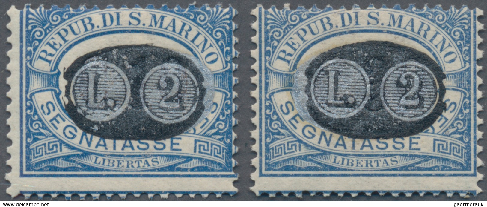 San Marino - Portomarken: 1931, Overprints, 2l. On 10c. Blue/brown And 2l. On 30c. Blue/brown, Two V - Postage Due