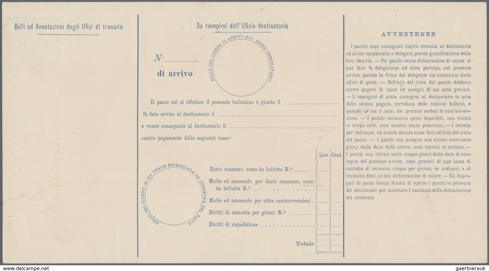 San Marino - Ganzsachen: 1890: six packet card, 0,25 - 2,70 L, mint.