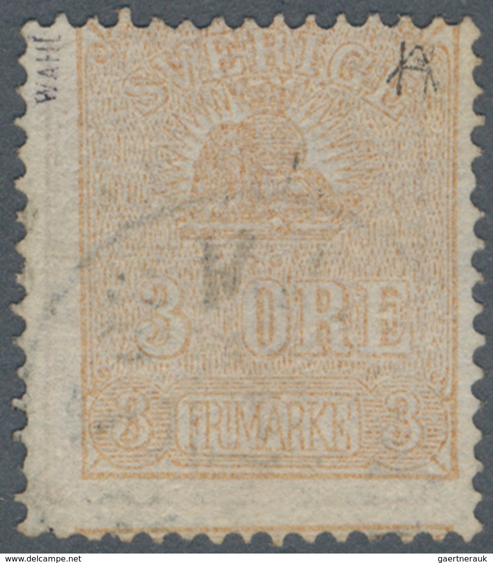 Schweden: 1863, 3ö. Brown, Type II, Variety "Printed On Both Sides" (inverted Impression Of Design O - Used Stamps