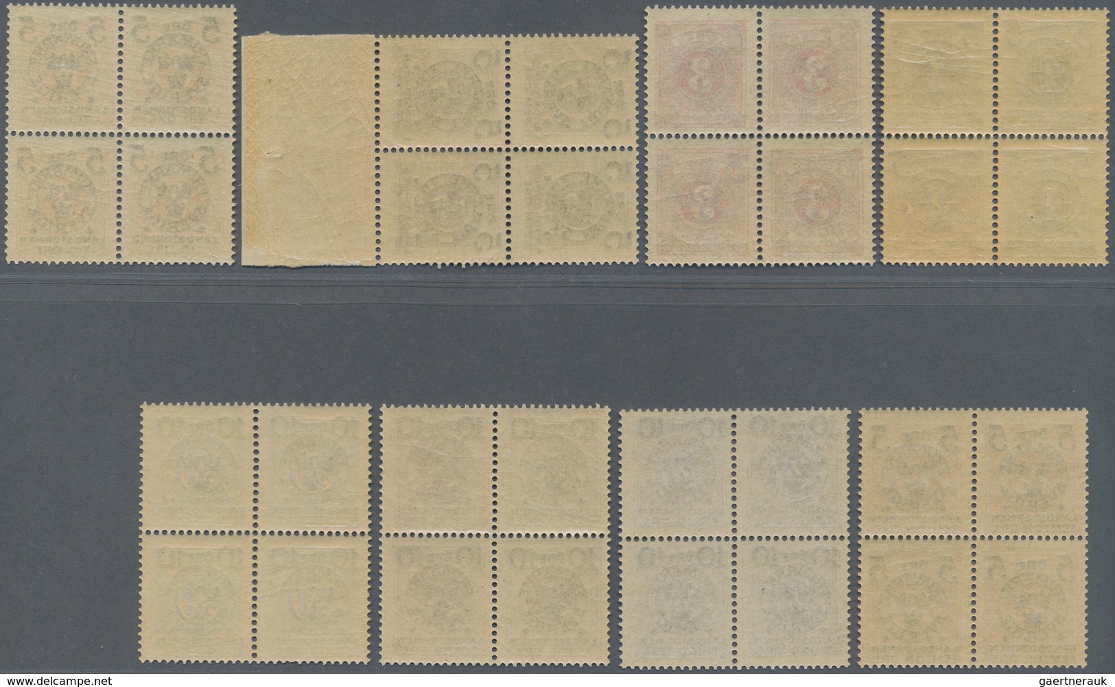 Schweden: 1916, "Landstormen" Overprints On Postage Dues, Complete Set Of Ten Values In Blocks Of Fo - Gebraucht