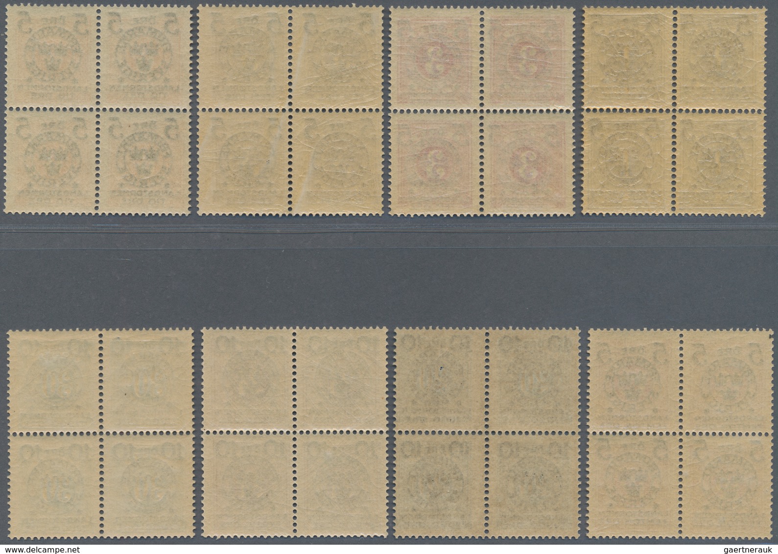 Schweden: 1916, "Landstormen" Overprints On Postage Dues, Complete Set Of Ten Values In Blocks Of Fo - Gebraucht